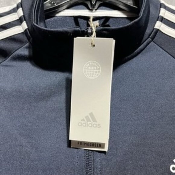 NWT Adidas Size 3X Dark Navy Blue Legend Ink Triple Stripe Track Full-Zip Top - Picture 2 of 9